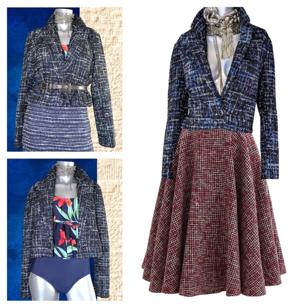 Bagatelle Collection Sequin Ash Tweed Cropped Blazer